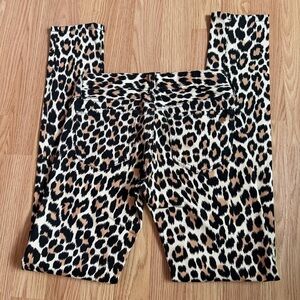 kate spade Black, Cream & Tan Leopard Print Pants with Gold Spade Accent